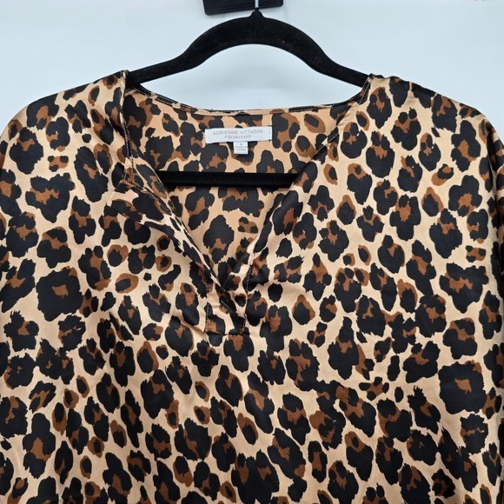 Adrienne‎ Vittadini Collection Women's Leopard Print V Neck 3/4 Sleeve Top Small - Picture 3 of 11